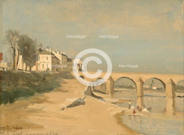 Bridge on the Saône River at Mâcon, 1834. Creator: Jean-Baptiste-Camille Corot.