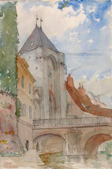 Bridge at Moret, France, 1928. Creator: Cass Gilbert