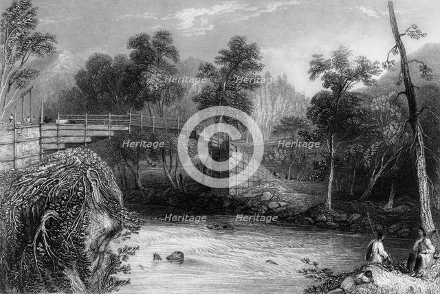 'Bridge at Bhurkote', 1838. Creator: George Francis White.