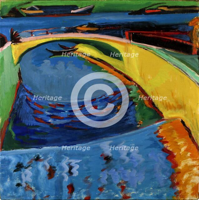 Bridge at the mouth of the river Prießnitz, c. 1910. Artist: Kirchner, Ernst Ludwig (1880-1938)