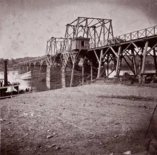 Bridge Across Tennessee River at Chattanooga, ca. 1864. Creator: George N. Barnard