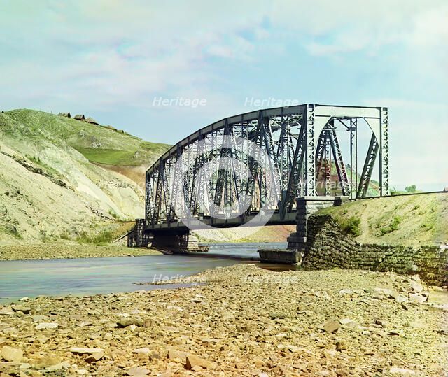 Bridge across the Katav River, near the factory, 1910. Creator: Sergey Mikhaylovich Prokudin-Gorsky.