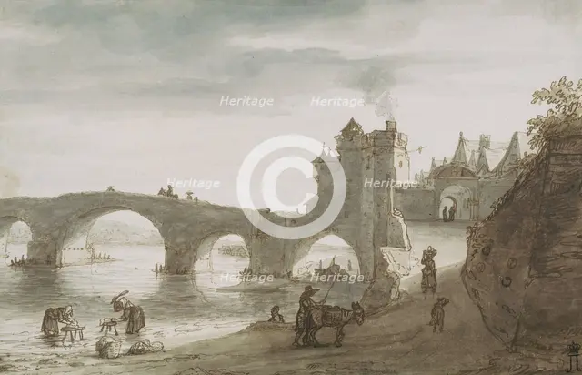 Bridge Across the Loire at Amboise, 1640s. Artist: Doomer, Lambert Harmensz (1624-1700)