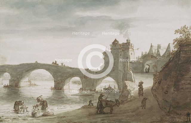 Bridge Across the Loire at Amboise, 1640s. Artist: Doomer, Lambert Harmensz (1624-1700)