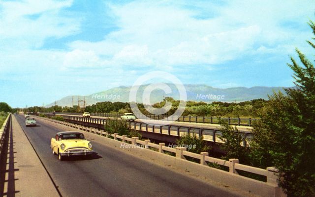 Bridge across the Rio Grande, Albuquerque, New Mexico, USA, 1955. Artist: Unknown