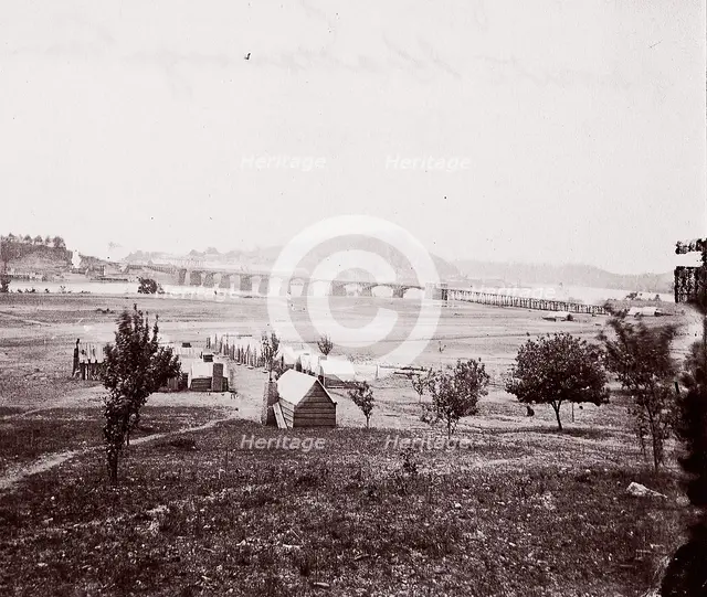 Bridge Builders Camp opposite Chattanooga, ca. 1864. Creator: George N. Barnard.