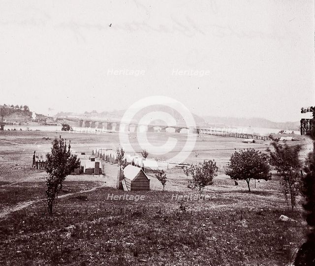 Bridge Builders Camp opposite Chattanooga, ca. 1864. Creator: George N. Barnard.