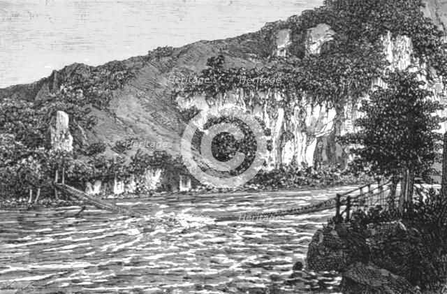 'Bridge in Ghurwal; Black Bear Shooting in the Himalayas', 1875. Creator: Unknown.