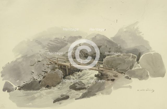 Bridge in the Gasteren valley, c1849. Creator: Carl Theodor Reiffenstein.
