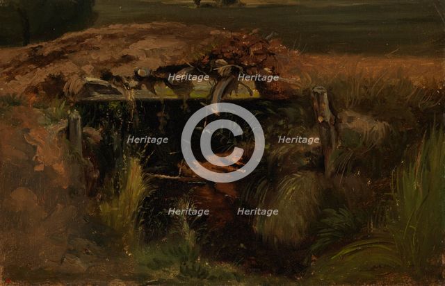 Bridge leading over the ditch, exercise, 1854. Creator: Werner Holmberg.