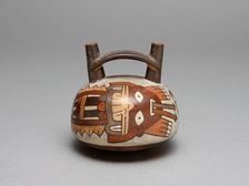 Bridge Vessel Depicting Costumed Ritual Performer with Darts, 180 B.C./A.D. 500. Creator: Unknown