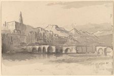 Bridge with Mountains in the Distance (Ventimiglia), 1884/1885. Creator: Edward Lear