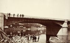 Bridge & Workers (Pont De La Mulatiere), Printed 1856 circa. Creator: Edouard Baldus