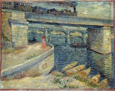 Bridges across the Seine at Asnières, 1887. Creator: Gogh, Vincent, van (1853-1890)