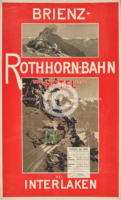 Brienz Rothorn Railway and Hotel 2252 m at Interlaken, 1900. Creator: Anonymous ().