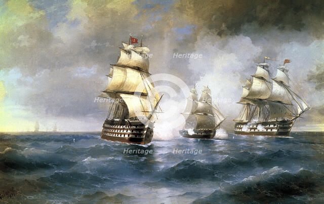 Brig "Mercury" Attacked by Two Turkish Ships on May 14th, 1829', 1892.  Creator: Aivazovsky, Ivan Konstantinovich (1817-1900).