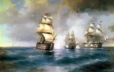 Brig "Mercury" Attacked by Two Turkish Ships on May 14th, 1829 1892. Creator: Aivazovsky, Ivan Konstantinovich (1817-1900)