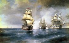 Brig "Mercury" Attacked by Two Turkish Ships on May 14th, 1829 1892. Creator: Aivazovsky, Ivan Konstantinovich (1817-1900)