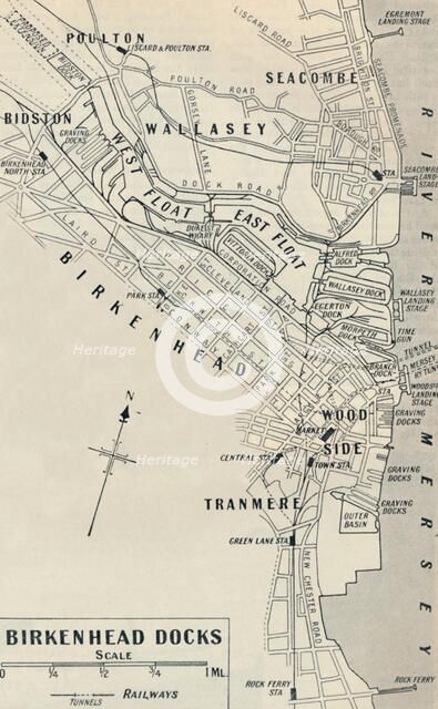 ' Brikenhead Docks lie  on the Cheshire side of the River Mersey', 1936. Artist: Unknown.