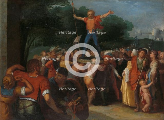 Brinno Raised upon the Shield, 1600-1613. Creator: Otto Van Veen.