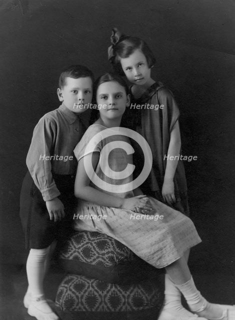 Briner Yuliy Borisovich with his sister Vera and cousin Irina Feliksovna Briner, 1928. Creator: Unknown.