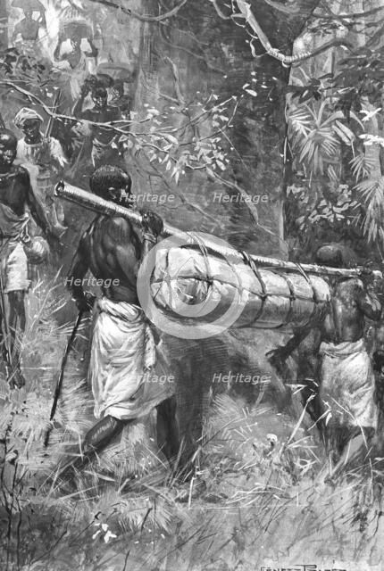 Bringing David Livingstone's body down to the coast, Africa, 1873. Artist: Unknown