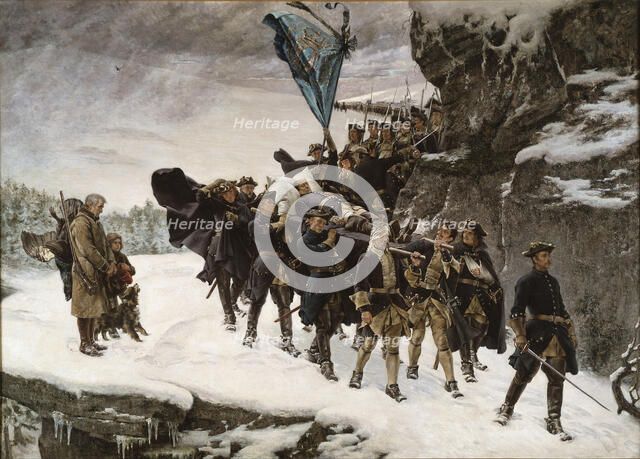 Bringing Home the Body of King Charles XII of Sweden. Artist: Cederström, Gustaf (1845-1933)