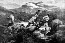 "Bringing Home the Deer" - painted by Bottomley, 1857. Creator: Unknown