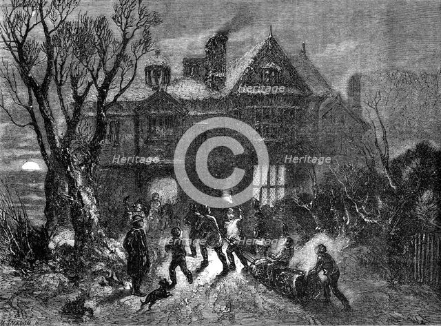 Bringing Home the Yule Log, 1854. Creator: Mason Jackson.