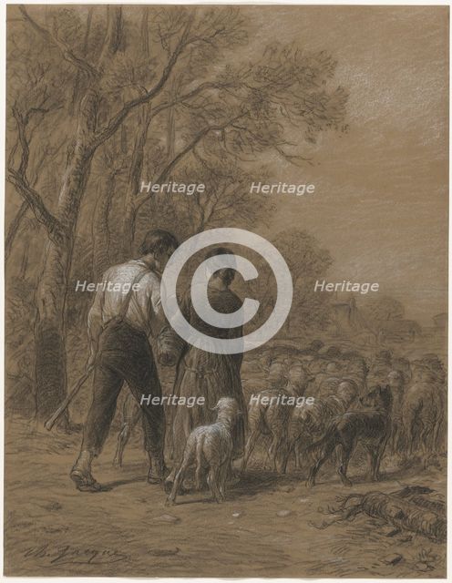 Bringing in the Sheep, 1800s. Creator: Charles-Émile Jacque (French, 1813-1894).