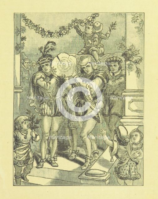 Bringing in the Yule Log, 1885.  Creator: Henry G. Wells.
