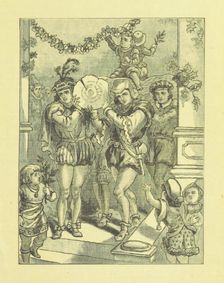 Bringing in the Yule Log, 1885. Creator: Henry G. Wells