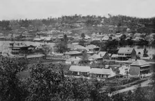 Brisbane from Observatory, showing first wooden bridge across Brisbane River c1866. Creator: Unknown