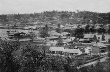 Brisbane from Observatory, showing first wooden bridge across Brisbane River c1866. Creator: Unknown