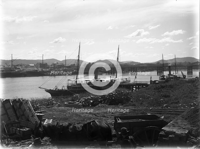 Brisbane River - Victoria Bridge looking North West, steam yacht S.S. Lucinda in the foreground,1906 Creator: Robert Augustus Henry L'Estrange.