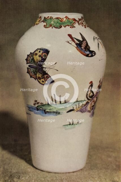 'Bristol White-Glass Enamel-Painted Vase', 1946. Creator: Unknown.