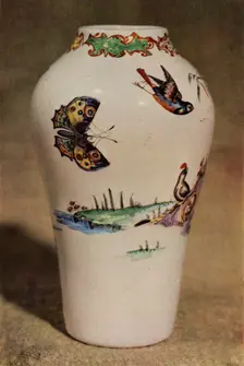 Bristol White-Glass Enamel-Painted Vase 1946. Creator: Unknown