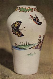 Bristol White-Glass Enamel-Painted Vase 1946. Creator: Unknown