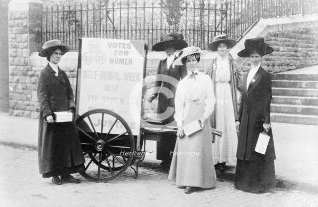 Bristol suffragettes raising money during Self-Denial Week, 1910. Artist: Unknown