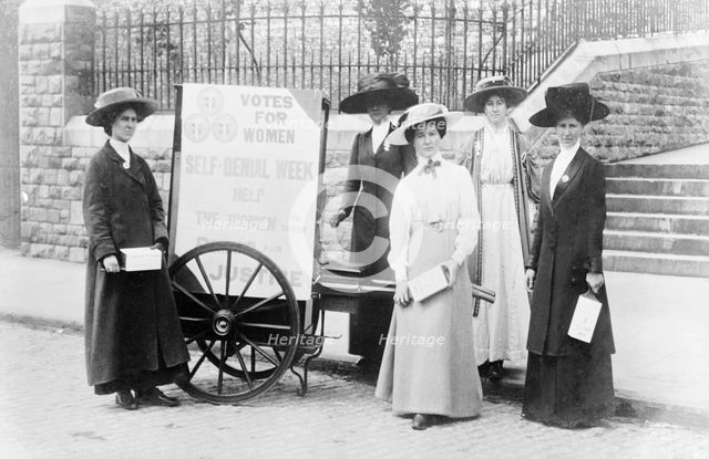 Bristol suffragettes raising money during Self-Denial Week, 1910. Creator: Unknown.