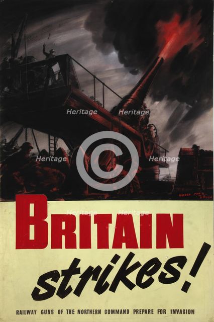 'Britain Strikes!',  World War II poster, between 1939 and 1946. Creators: Central Office of Information, Harold Pym.