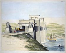 Britannia Bridge, Anglesey Entrance Wales, 1849. Artist: George Hawkins