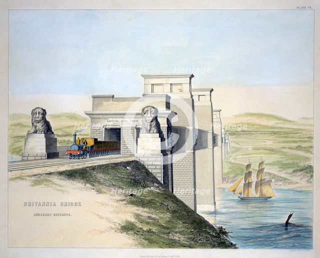 'Britannia Bridge, Anglesey Entrance', Wales, 1849. Creator: George Hawkins.