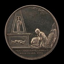 Britannia Grieving before Monument of the Stricken King, Guarded by Pallas [reverse], 1820. Creator: John Marrian