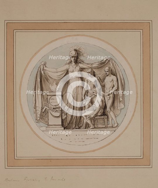 Britannia Protecting the Fine Arts, c1770s. Creator: Benjamin West.