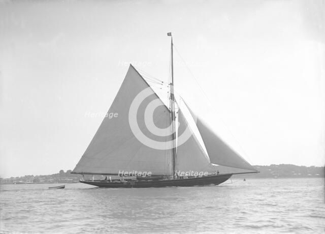 'Britannia' sailing without topsail, 1911. Creator: Kirk & Sons of Cowes.