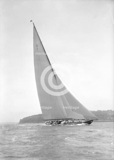 'Britannia' sails close-hauled, 1931. Creator: Kirk & Sons of Cowes.
