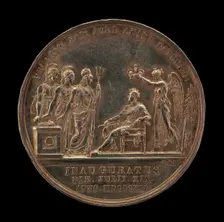 Britannia, Scotia, and Hibernia Offering Thanks for the King's Coronation by Genius [reverse], 1821. Creator: Benedetto Pistrucci