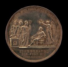 Britannia, Scotia, and Hibernia Offering Thanks for the King's Coronation by Genius [reverse], 1821. Creator: Benedetto Pistrucci