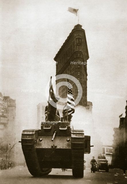 British tank 'Britannia' on Fifth Avenue, New York City, USA, c1917-c1918.  Creator: Unknown.